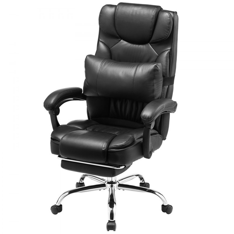 Fauteuil de direction avec repose-pieds, capacité de 300 lb avec chaise de bureau à haut dossier et coussin lombaire