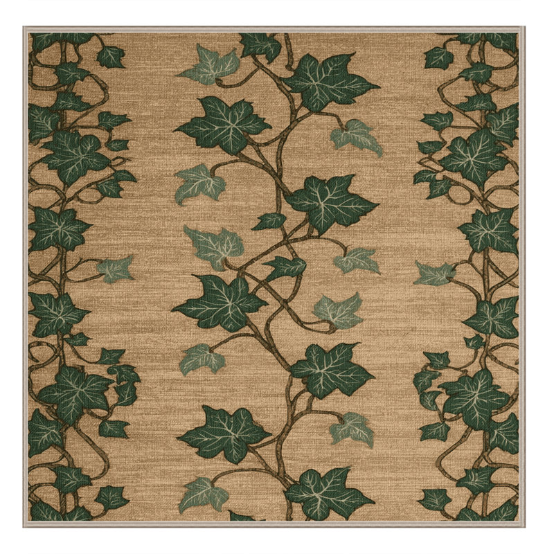 Machine Washable Botanical Beige Area Rug, Square 8'