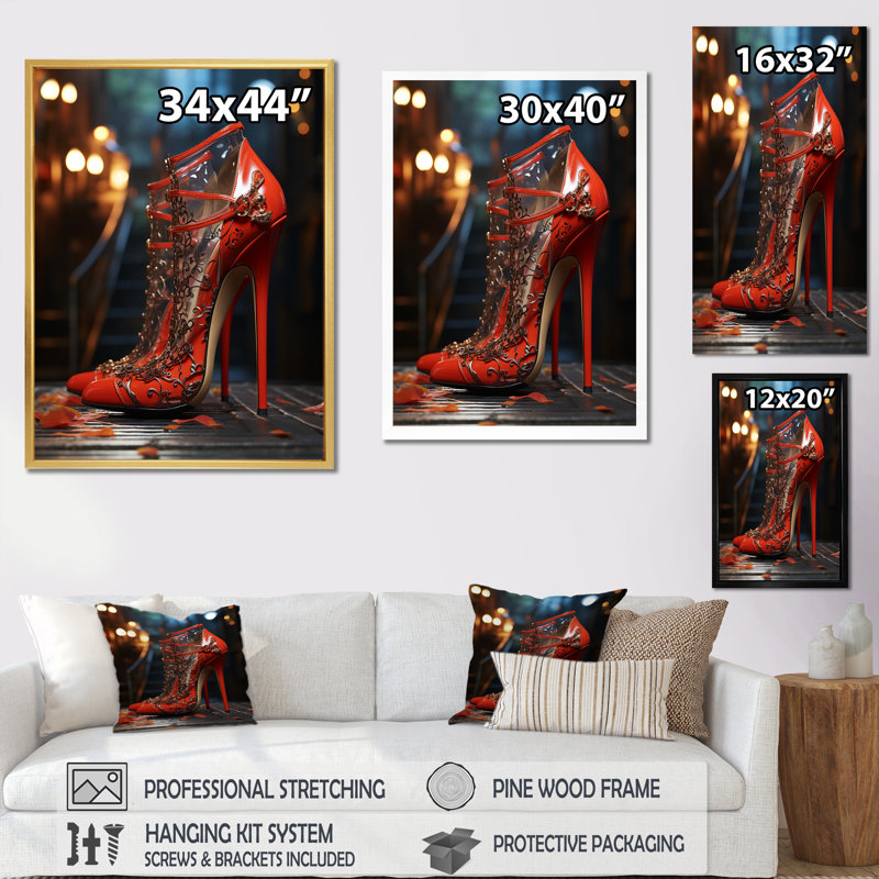 Fashion Red High Heels I - Imprimé, Toile tendue, H 20 po x l 12 po x P 1 po