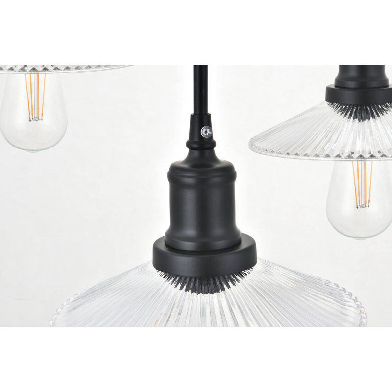Luminaire suspendu conique 3 lumières grappe Sequim, Noir