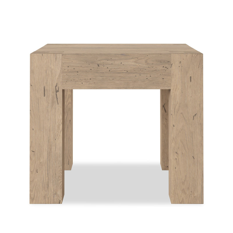 Abaso Oak End Table, Whitewash Rustic Wormwood Oak