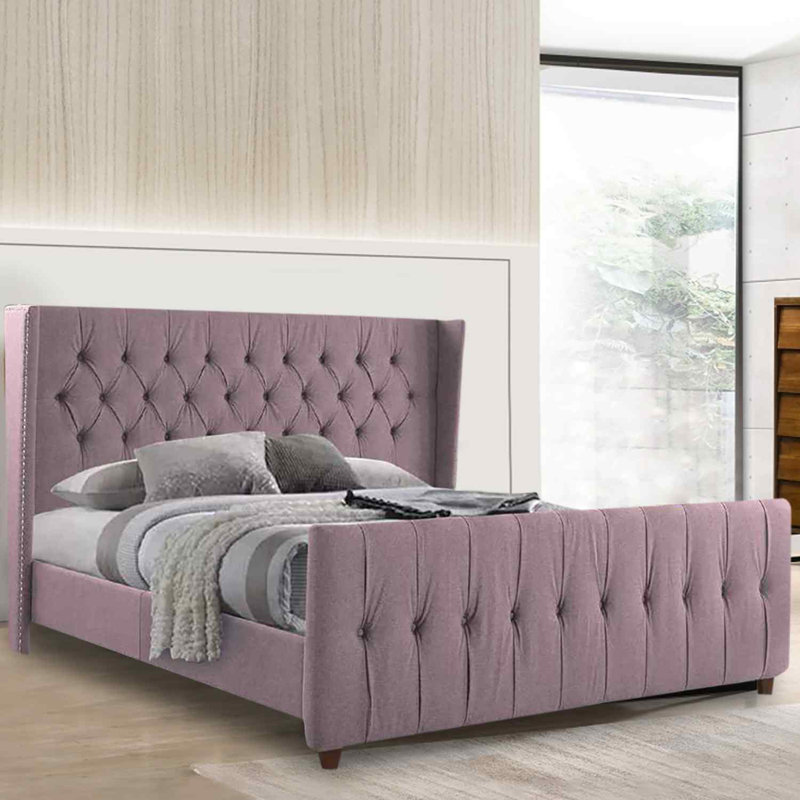 Upholstered Bed, Double (4'6), Pink