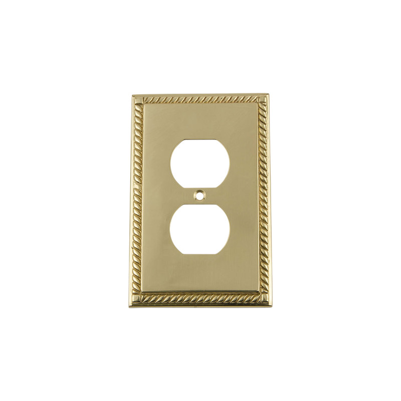 Rope 1-Gang Duplex Outlet Wall Plate, Polished Brass