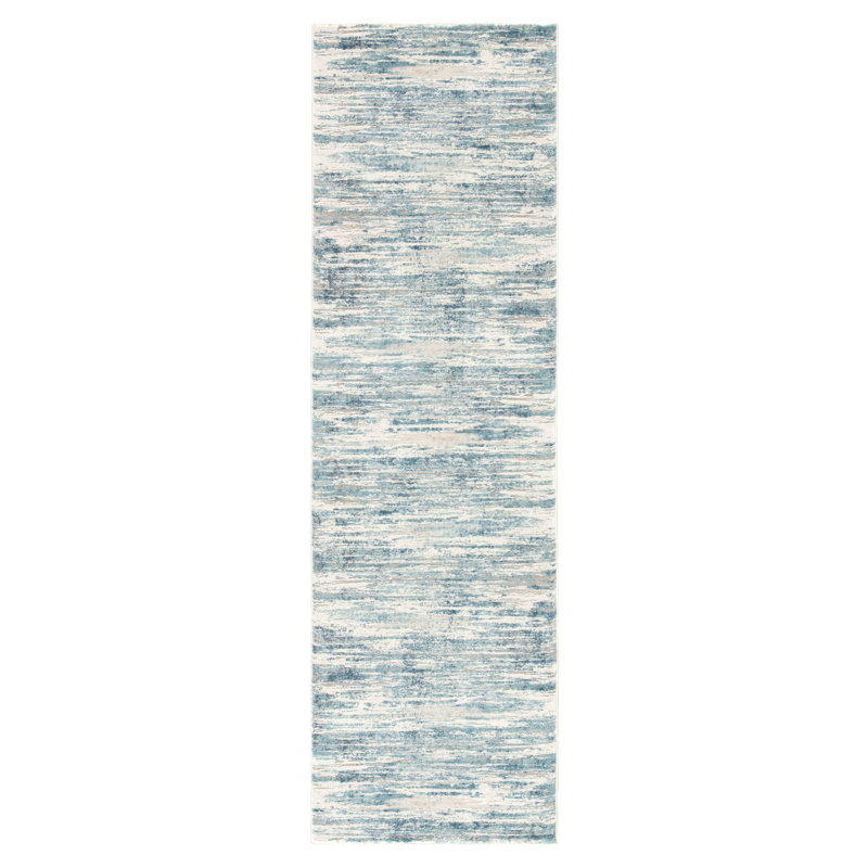 Tapis bleu / ivoire Awad, Rectangle 8 pi 10 po x 11 pi 9 po