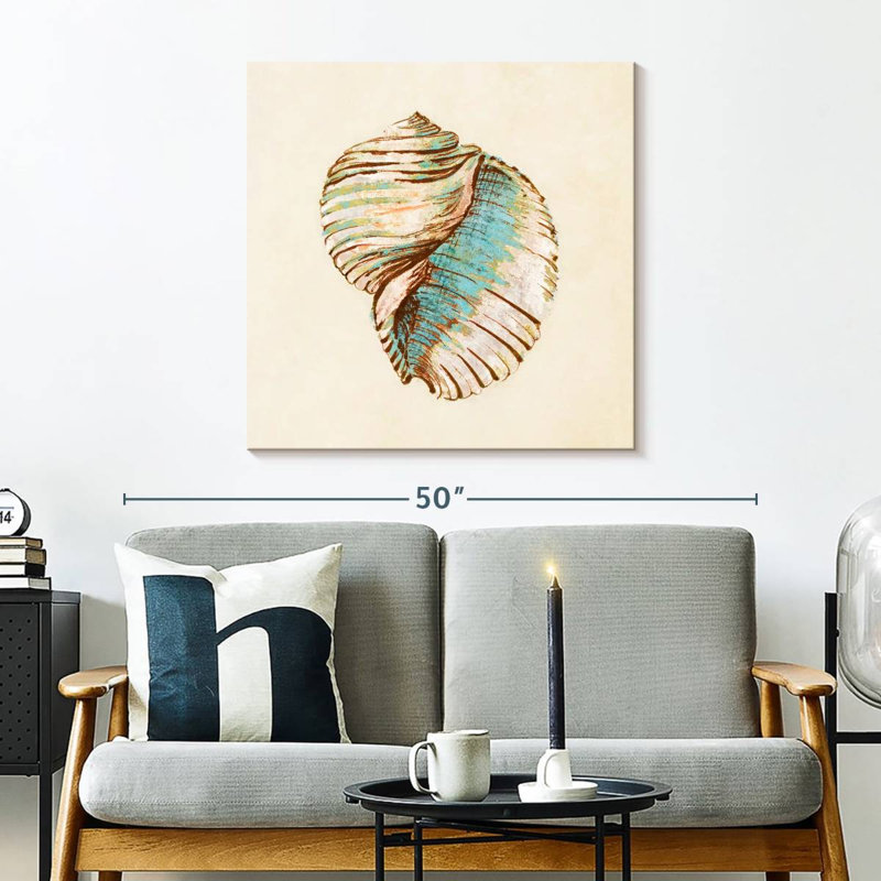 Aletra Coastal Teal Seashell IV, 30" H x 30" W