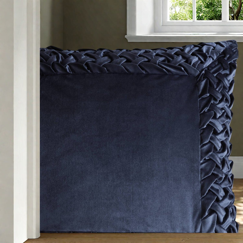 Ensemble de literie de qualité supérieure en velours de polyester taie décorative européenne, bleu marine moderne