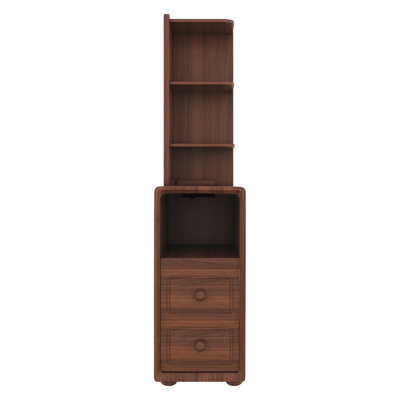 End Table With Drawers, Corner Table With Open Shelves, Tall Side Table For Bedroom And Corner