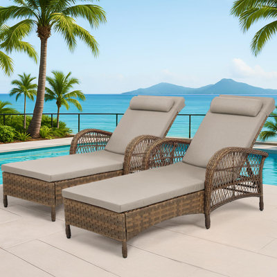 Ensemble de 2 chaises longues d'extérieur