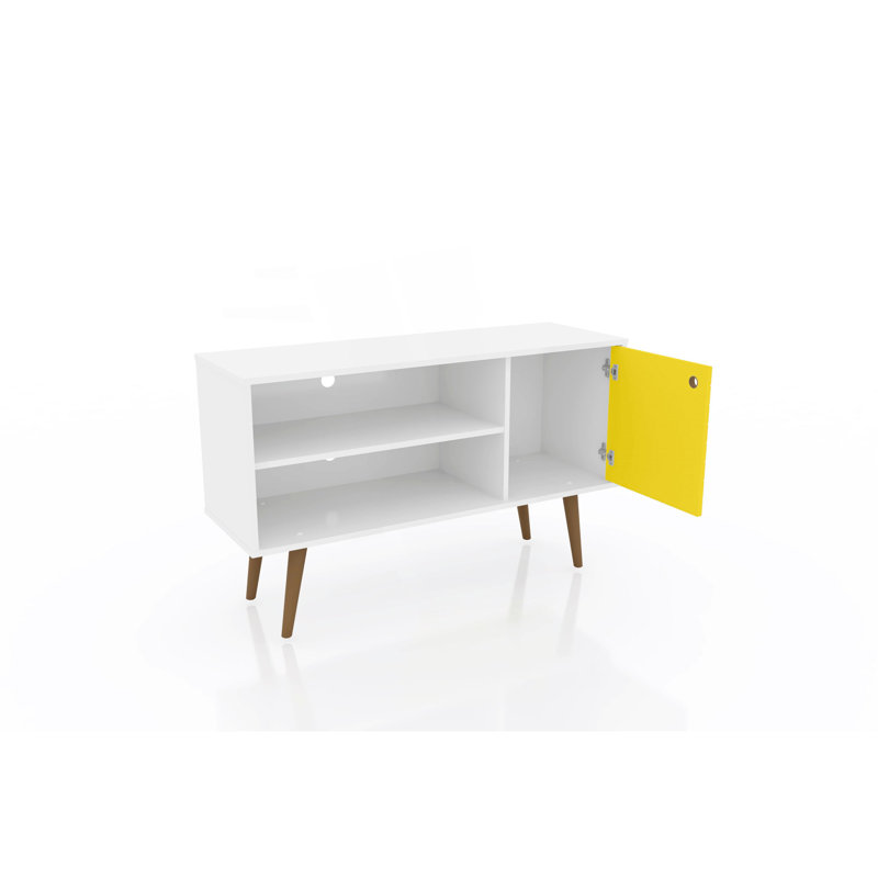 Meuble télé blanc et jaune