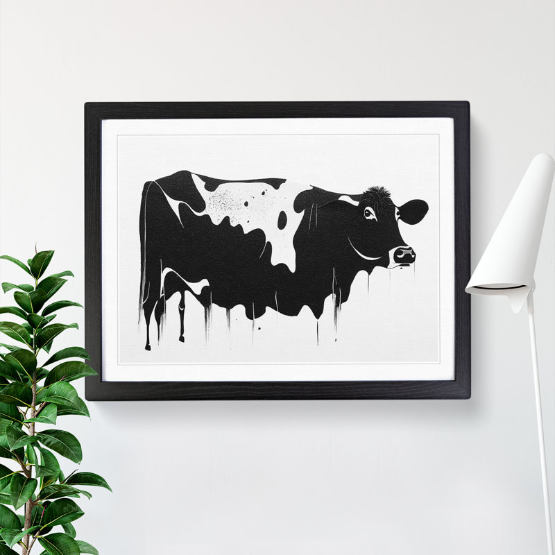 Monochrome Cow Art Vol.3 Abstract - Single Picture Frame Print, 46cm H x 64cm W x 2cm D, Black Framed