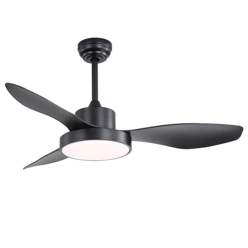 47 Inch Ceiling Fan With 22W LED Light And Remote Control 6 Speeds Reversible DC Motor For Bedroom Black, Black, Black