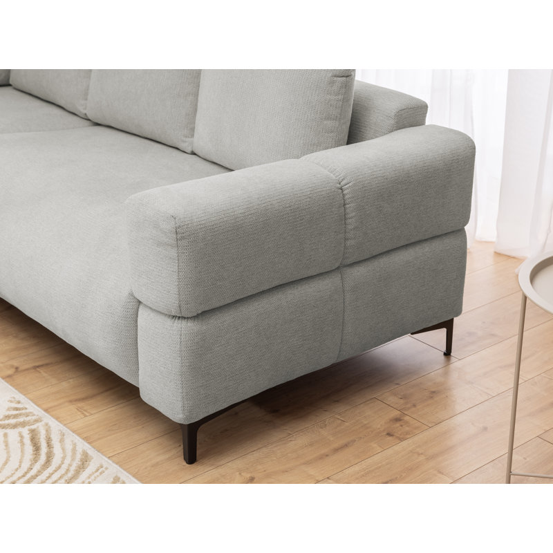 6 Seater Corner Sofa, Light Grey, Left Hand Facing