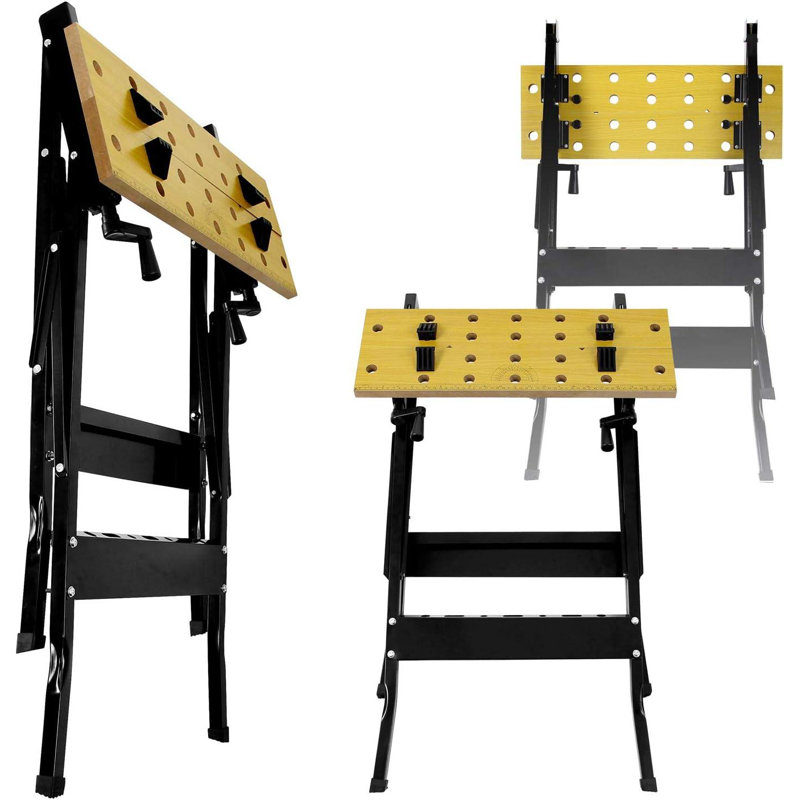 Portable Folding Workmate Workbench 220 Pound Capacity Carpenter Saw Table with Adjustable Clamps