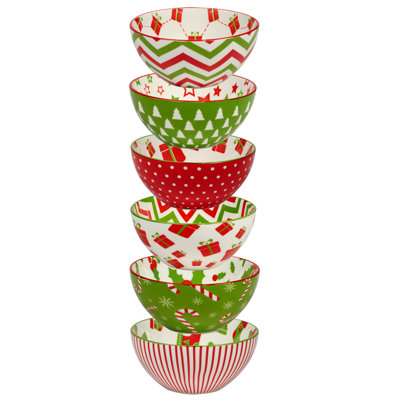 Holiday FunSet of 6  All Purpose Bowl 4.75in asst