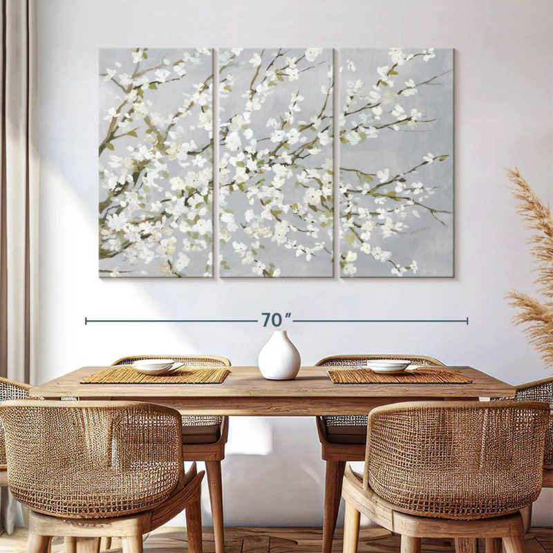 Fleurs blanches Harnek, H 28 po x l 45 po