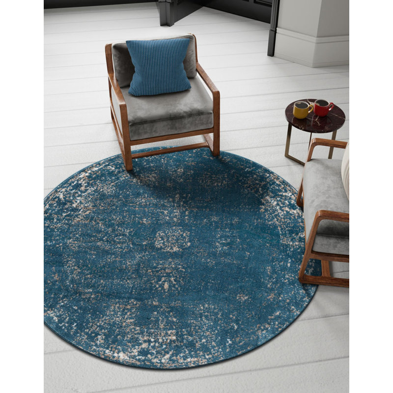 Tapis oriental bleu Brandt, Rond 7 pi