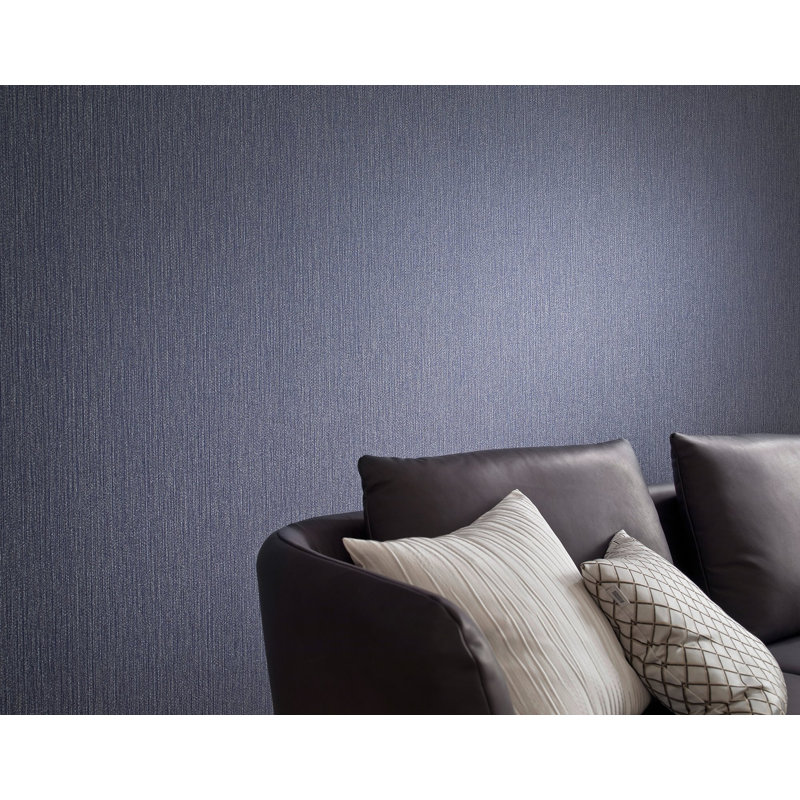 Textures Collection Vertical Weave Matte Finish Wallpaper Roll, Navy
