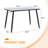 Modern Minimalist Rectangular Dining Table, Suitable For 4-6 People. Tempered Glass Countertop+Lower MDF Board, Imitation Marble Texture, Black Metal Tapered Legs. Suitable For Minimalist Restaurants.-768176033