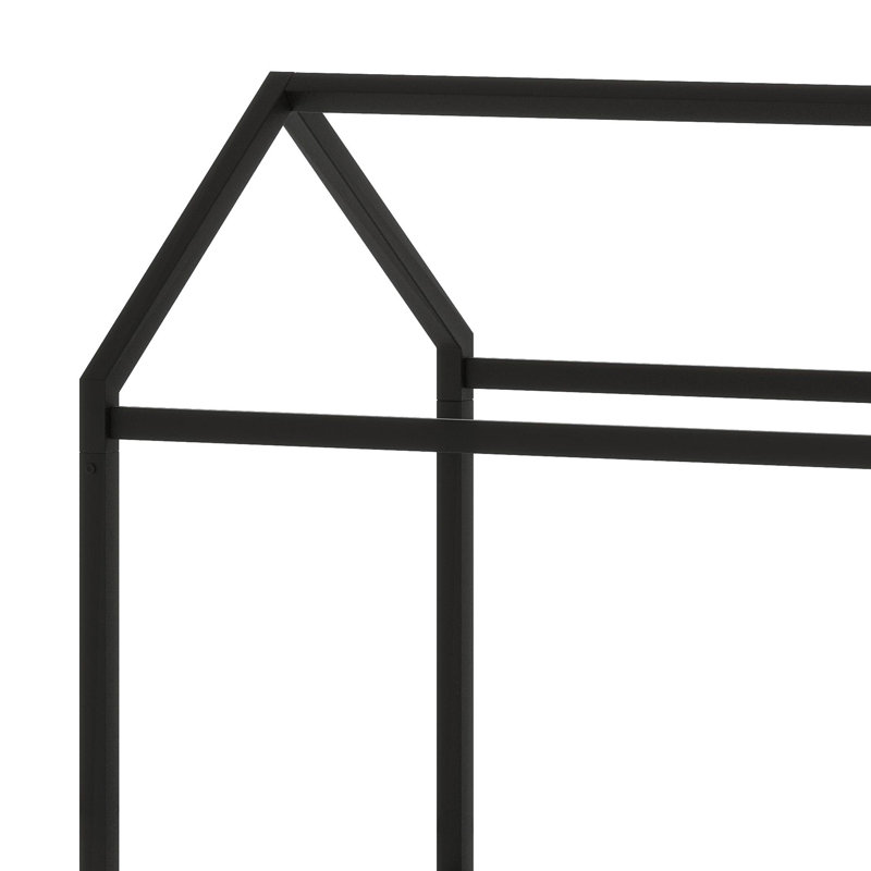 Structure de lit Montessori facile à assembler en forme de maison ludique avec enceinte, Lit simple, Noir