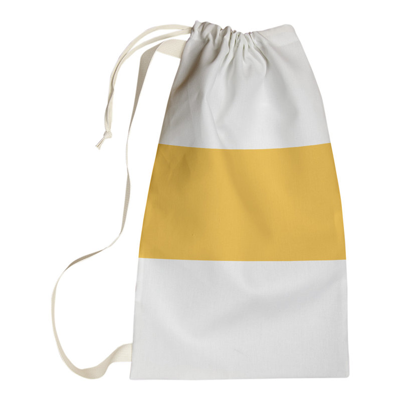 Fabric Laundry Bag with Handles, 36" H x 28" W x 1.5" D, White/Gold/White
