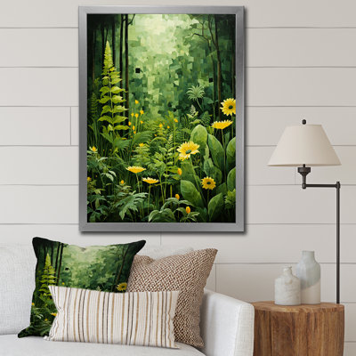 Plantes vertes Reverie Patchwork I - art mural floral salon