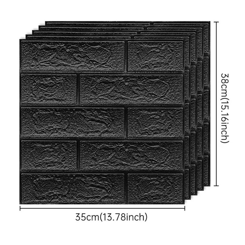 20 pièces de carrelage mural rétro européen effet pierre effet papier peint autocollant, Noir