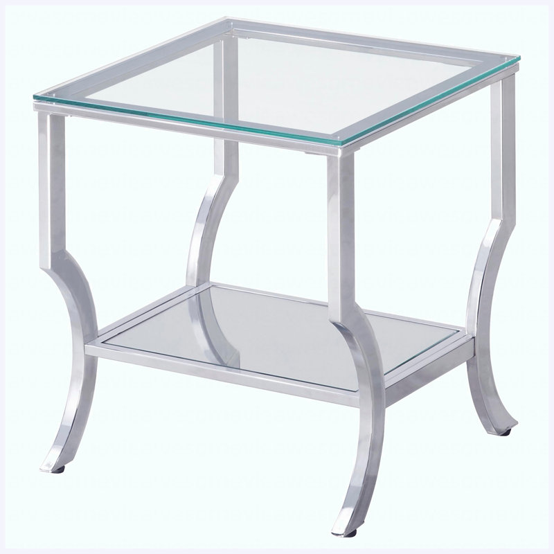 Ensemble de 3 tables basses modernes, ensemble de salon complet et ensemble de tables d'appoint, Transparent / Chrome