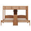 Lit superposé avec bureau intégré et tablettes de rangement, 3 lits superposés en bois de conception triple avec lampe de lecture et garde-corps-1818101166