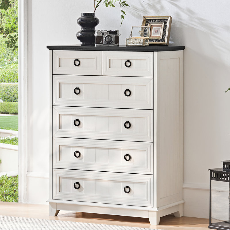 Farmhouse 6 Drawer Dresser For Bedroom, 41" Tall Small Dressers & Chest Of Drawers, Rustic Wood Dresser With Metal Handle, Storage Organizer Closet For Living Room, Hallway, Entryway
