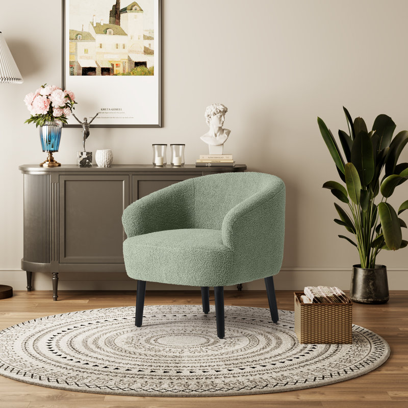 Fauteuil demi-tonneau de 29 po Jenosh, Mélange de polyester vert