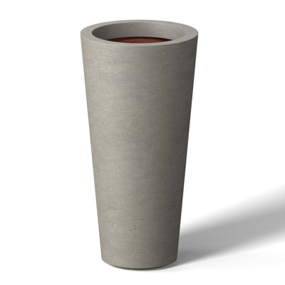 Pot à fleurs moyen rond en béton avec trous de drainage
