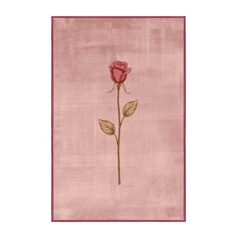 Soft Plush Everitt Valentines Modern & Contemporary Abstract Area Rug in Pink – Rose Binding, 3x5