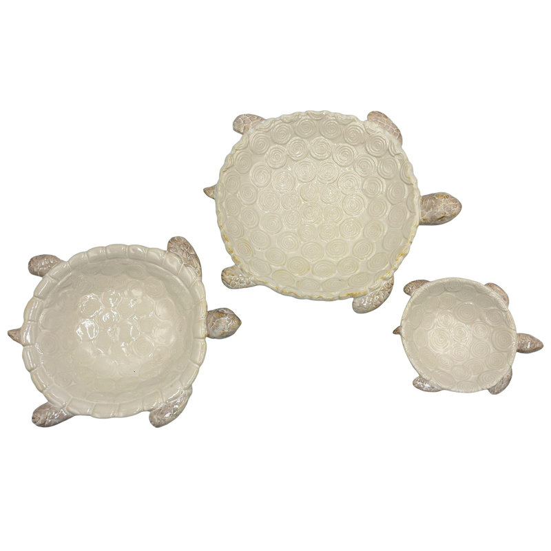 Ensemble de 3 bols en céramique pour tortues, H 1,5 po x l 13,5 po x P 5,5 po