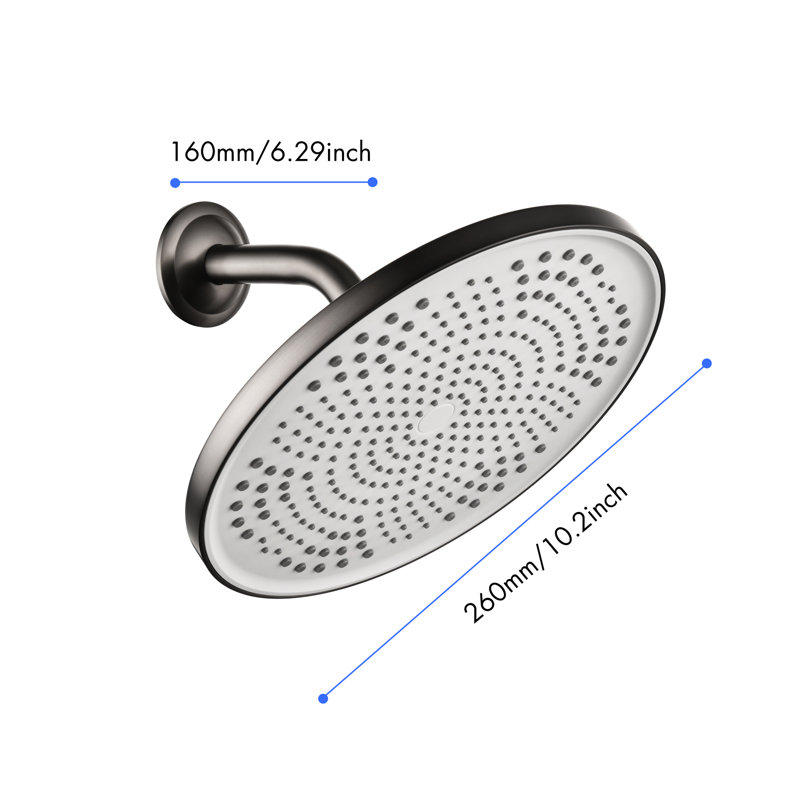 High Rain Shower Head - Luxury Modern, Brass, 1-Min Assembly, , Gunmetal Uniqueness Rainfall Luxury, Install, Tool-Less,