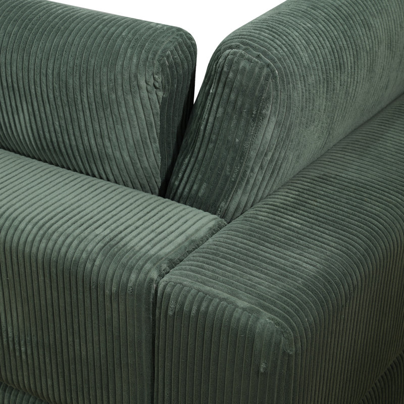 Ensemble de canapé modulaire réversible Premium, H 37 po x l 130 po x P 36 po, Velours côtelé vert