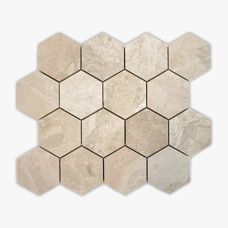 W x L Marble Tile Mosaic Sheet, Cream Misto Polished