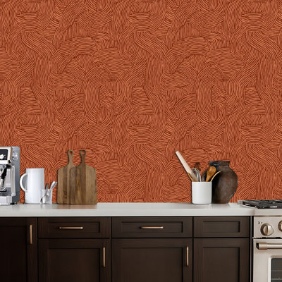 Papier peint adhésif terre-à-terre à motif de contact linéaire abstrait couleur auto-adhésive amovible pour armoire de cuisine de chambre à coucher 17,7 po x 118 po