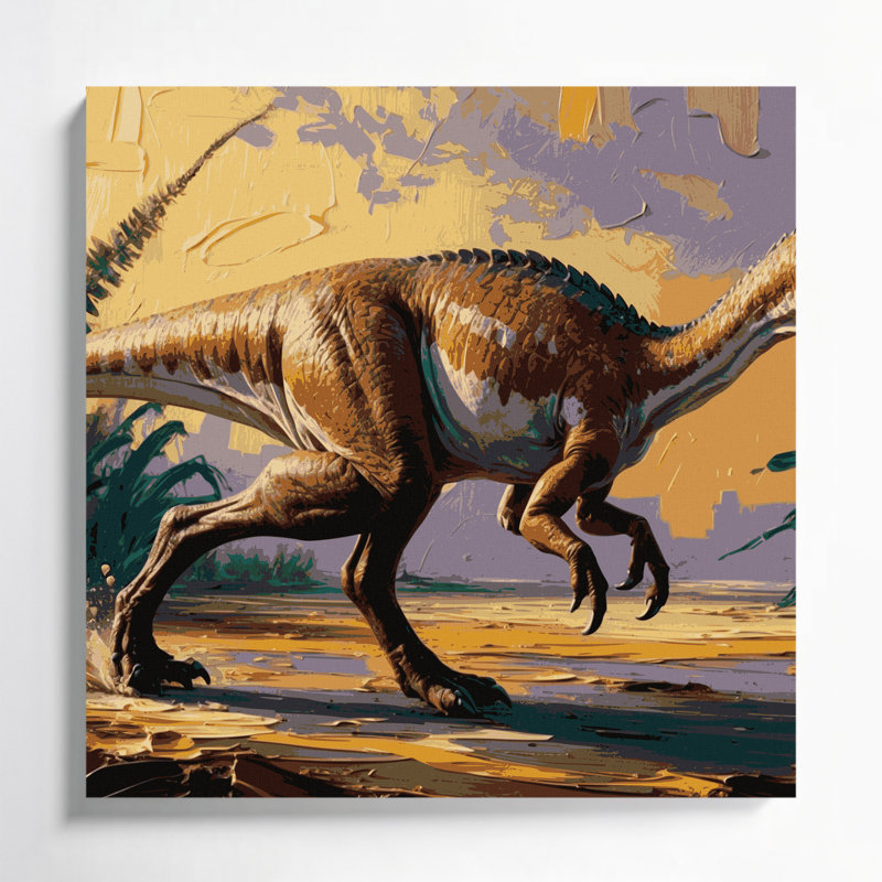 «Dinosaur Gallimimus», art mural sur toile noire, H 8 po x l 8 po