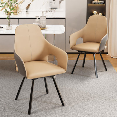 Ensemble de 2 chaises d'appoint rembourrées en cuir et en microfibre