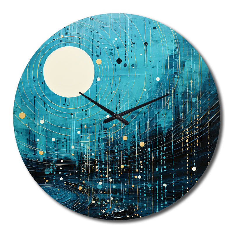 Horloge murale sarcelle et noire Minimalisme Moon II, Grand