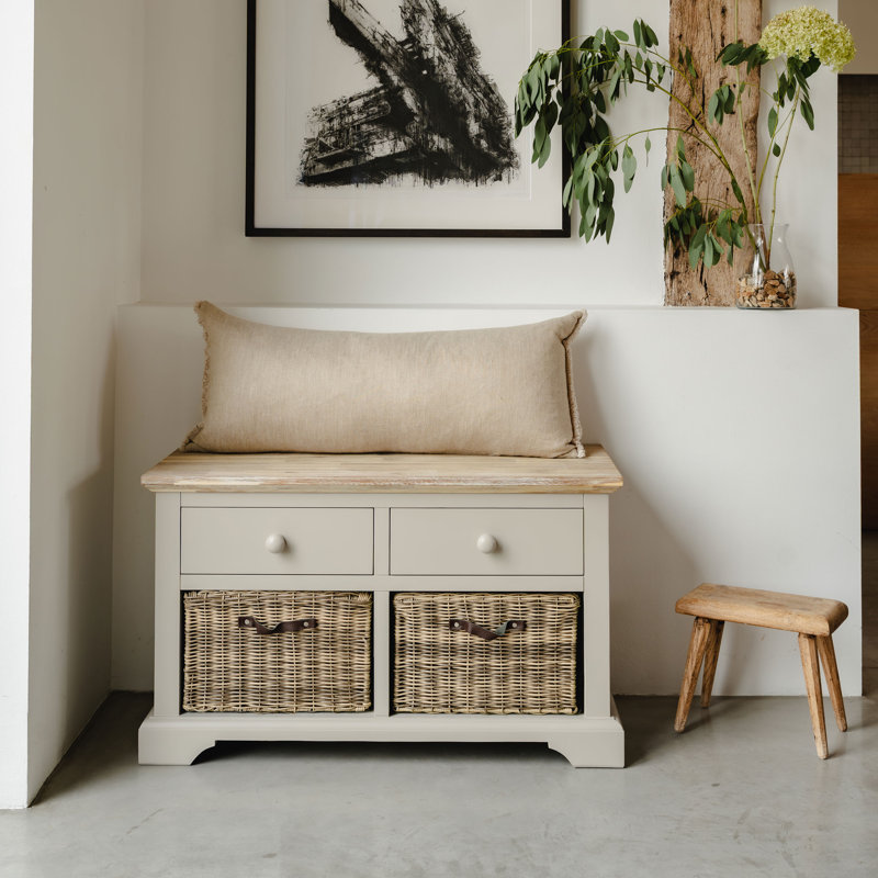 Doria Solid Wood Storage Bench, Truffle