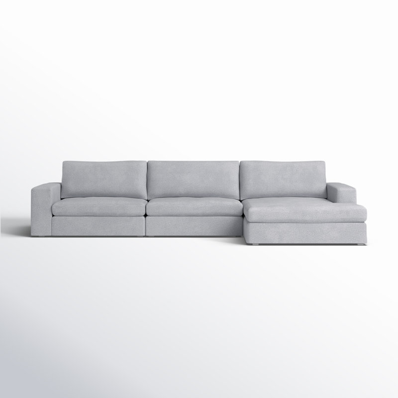 Ojai L-Shaped Foam Padding Sectional, Right Hand Facing, Light Gray Chenille