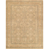 Baku Hand Knotted Wool Oriental Area Rug in Beige/Ivory/Green