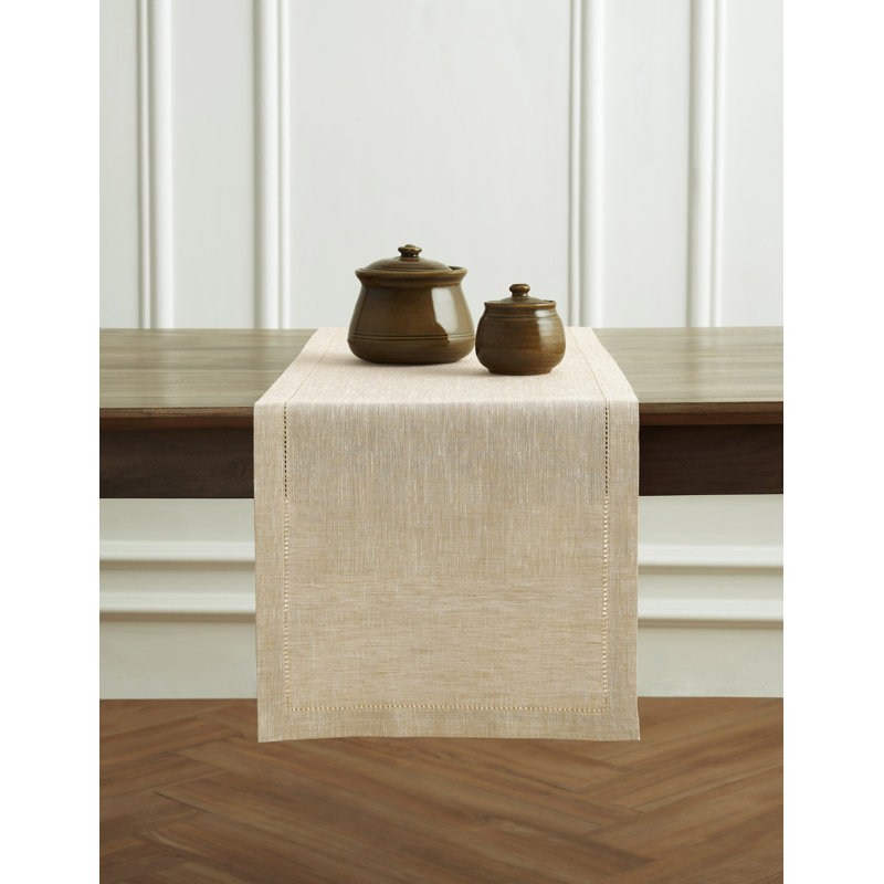 Milan - 100% Pure Linen Table Runner, Champagne Beige, 108" x 14"
