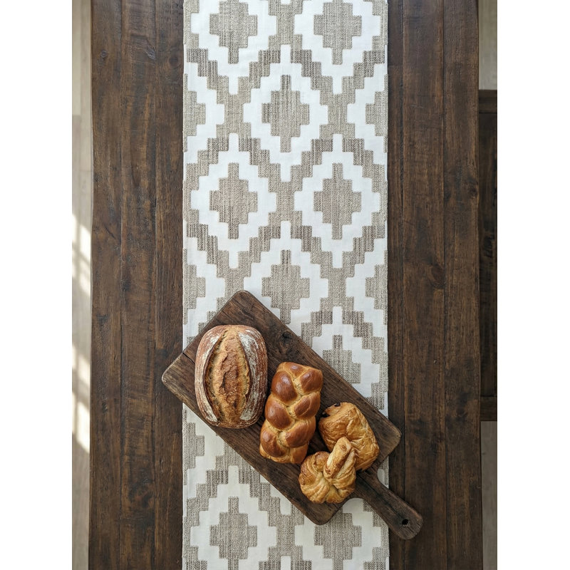 Natural Beige Terra Diamond Indoor Outdoor Table Runner 14x72