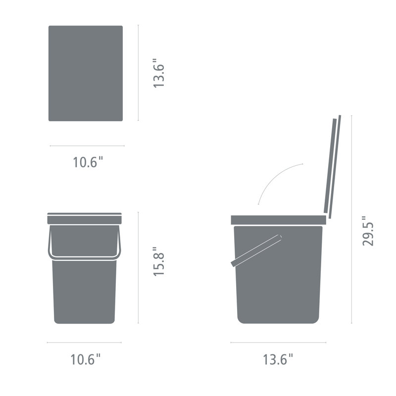 Fir Green Plastic Recycling Bin with Removable Lid, 6.6 Gallon