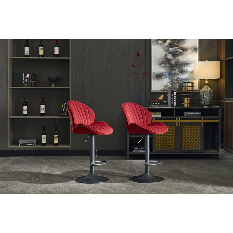 Ensemble de 2 tabourets de bar réglables avec dossier et repose-pieds, chaises de bar à hauteur de comptoir pour la cuisine, pub - rouge