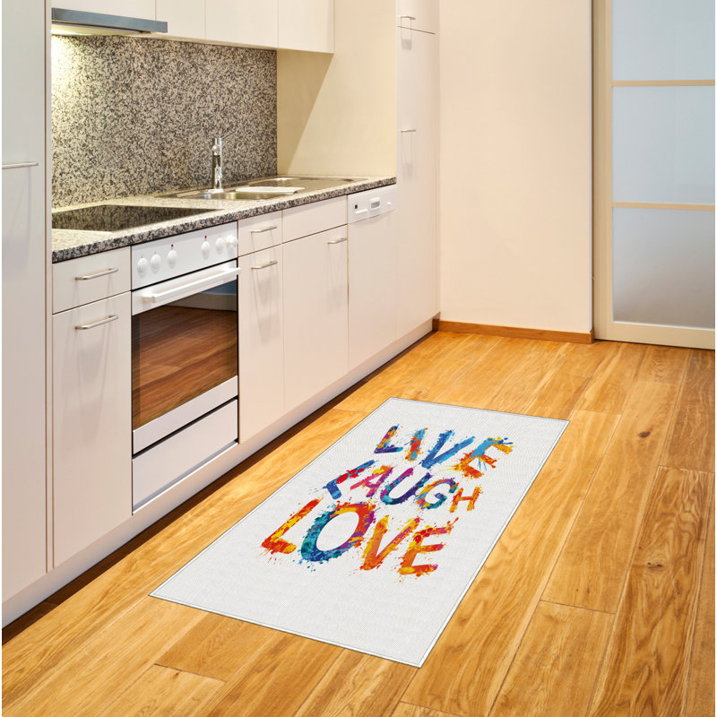 Live Laugh Love Live Laugh Love High Density Long Fiber Poly Threads Decorative Area Rug Carpet, Rectangle 2'7" x 5'
