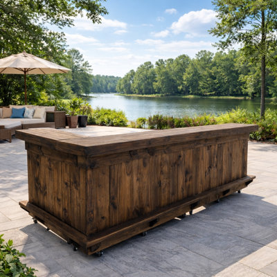 Regulator 10' x 5' U-Shape Wooden Home Bar with Large Serving Counter, Storage Shelves, and Footrest