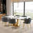Rectangle Pedestal Dining Set with Woven Dining Chair-606131352-606131356